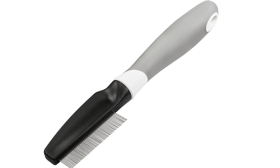 Psí a kočičí hřeben proti blechám s jemnými kovovými zuby a ergonomickou rukojetí, navržený pro odstranění blech a nečistot.