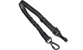 Reflexní černé bezpečnostní psí vodítko pro auto, délka 55-65 cm, nastavitelný popruh, kovová přezka pro cestování.