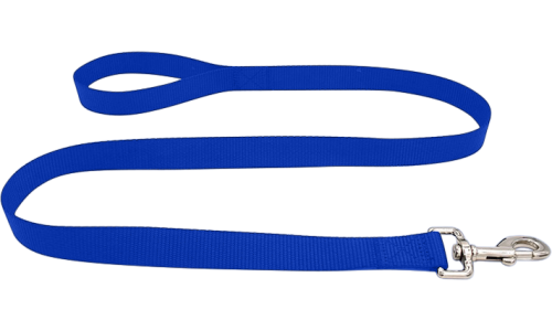 Odolné modré nylonové vodítko pro psa 120 cm, snadno se čistí, odolný materiál a bezpečné s pevným stříbrným zapínáním.