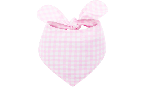 Růžová a bílá kostkovaná psí bandana s uzlíkem, snadno se pere, vyrobena ze 100% bavlny, lehká tkanina.