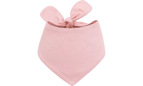 Růžová bavlněná personalizovaná psí bandana s uzlíkem, snadno se pere, přizpůsobitelná výšivkou jména.