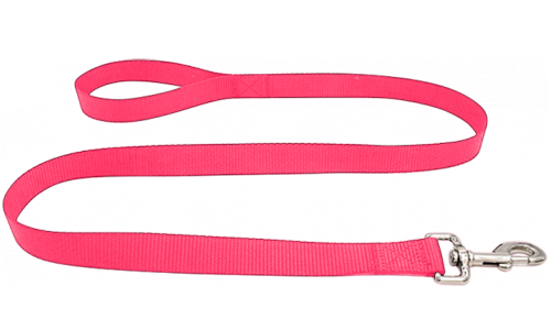 Odolné růžové nylonové vodítko pro psa 120 cm, snadno se čistí, odolný materiál a bezpečné s pevným stříbrným zapínáním.