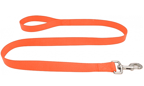 Odolné oranžové nylonové vodítko pro psa 120 cm, snadno se čistí, odolný materiál a bezpečné s pevným stříbrným zapínáním.