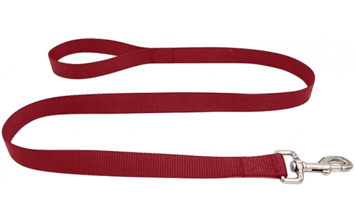 Odolné červené nylonové vodítko pro psa 120 cm, snadno se čistí, odolný materiál a bezpečné s pevným stříbrným zapínáním.